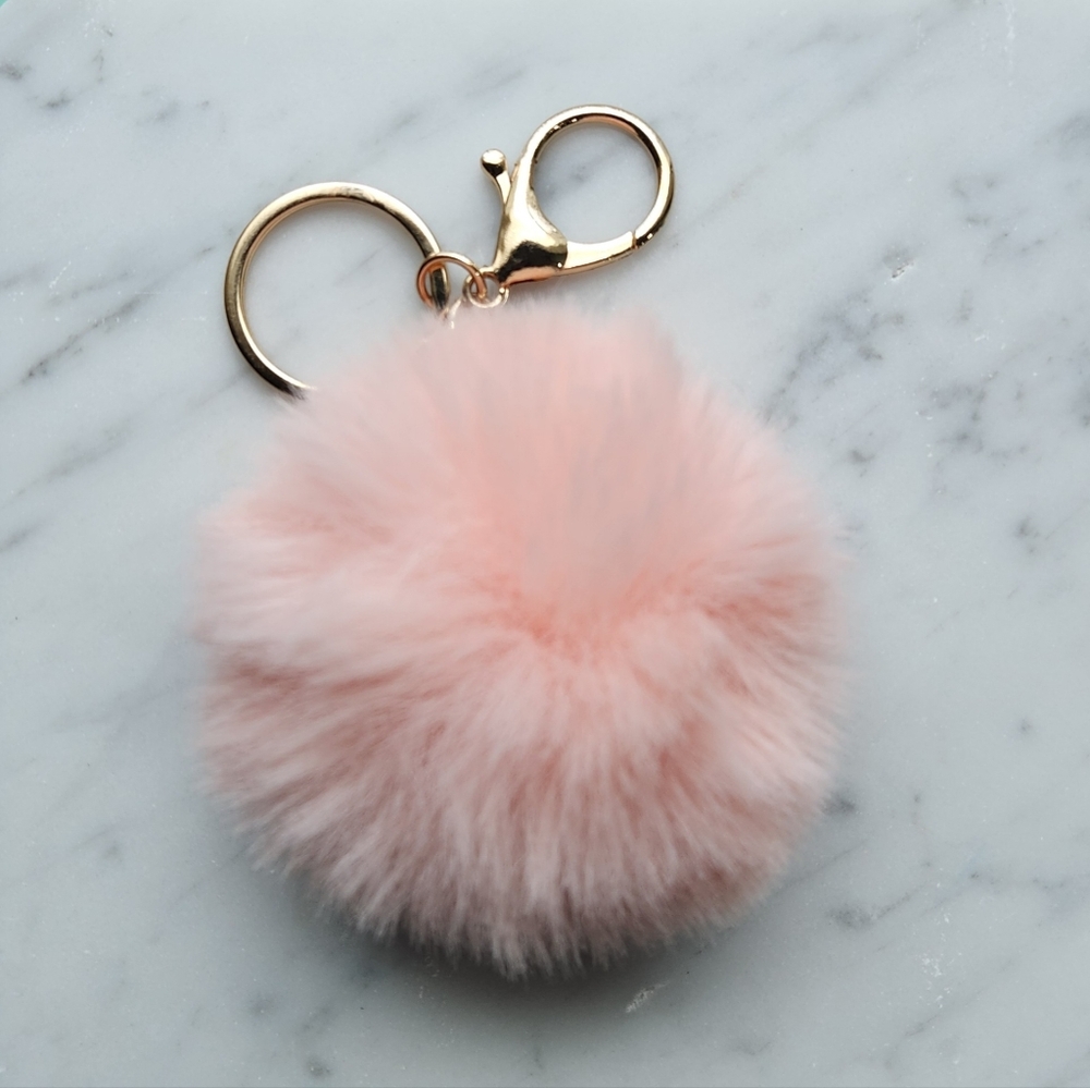 Pink Fluffy Keychain or Purse Accessory